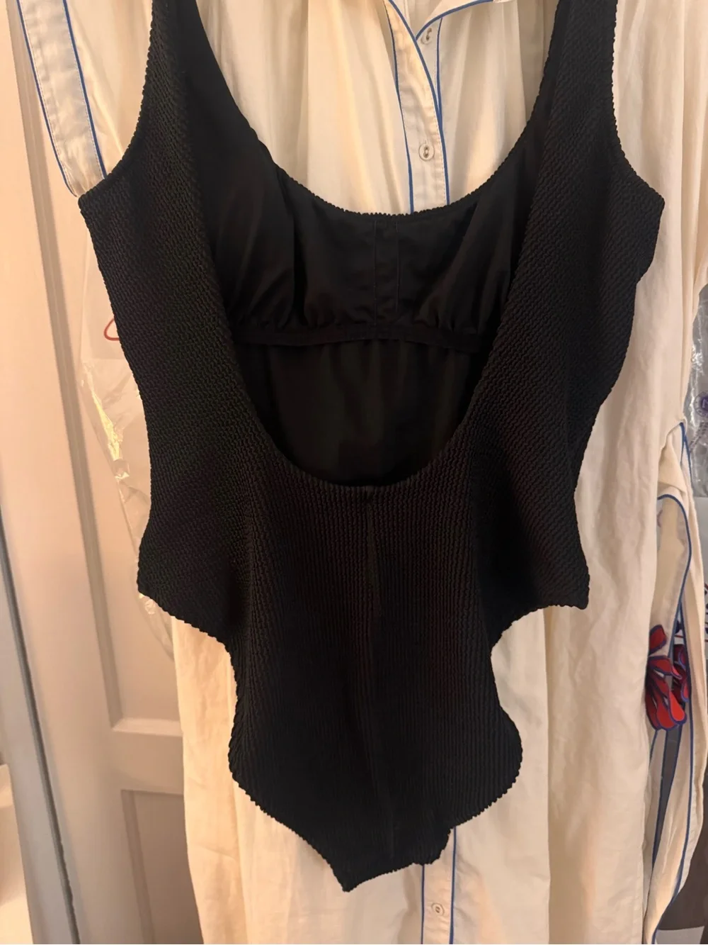 J. Crew Black Ribbed One-Piece Swimsuit